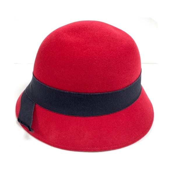 BLOOMINGDALE’S Vintage Felt Classic Cloche Hat in Red - Picture 4 of 9